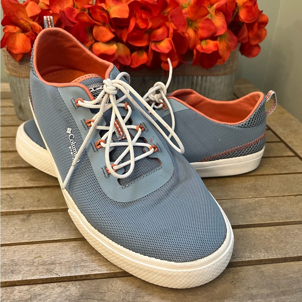 Columbia Dorado PFG Shoe Blue Gray Coastal Boating Sneaker Size 10.